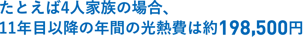 たとえば4人家族の場合、11年目以降の年間の光熱費は198,500円