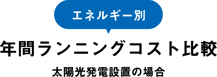 エネルギー別 年間ランニングコスト比較 太陽光発電設置の場合